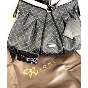 Rioni Signature Logo THE IRIS BAG Black Handbag STB-20258